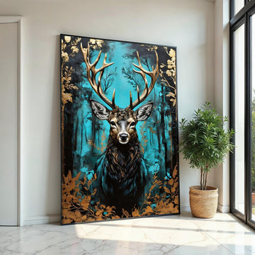 Majestic Stag Canvas, Deer in Forest Art, Wildlife Wall Art, Nature Poster, Wall Art Canvas Design, Ready To Hang Decoration