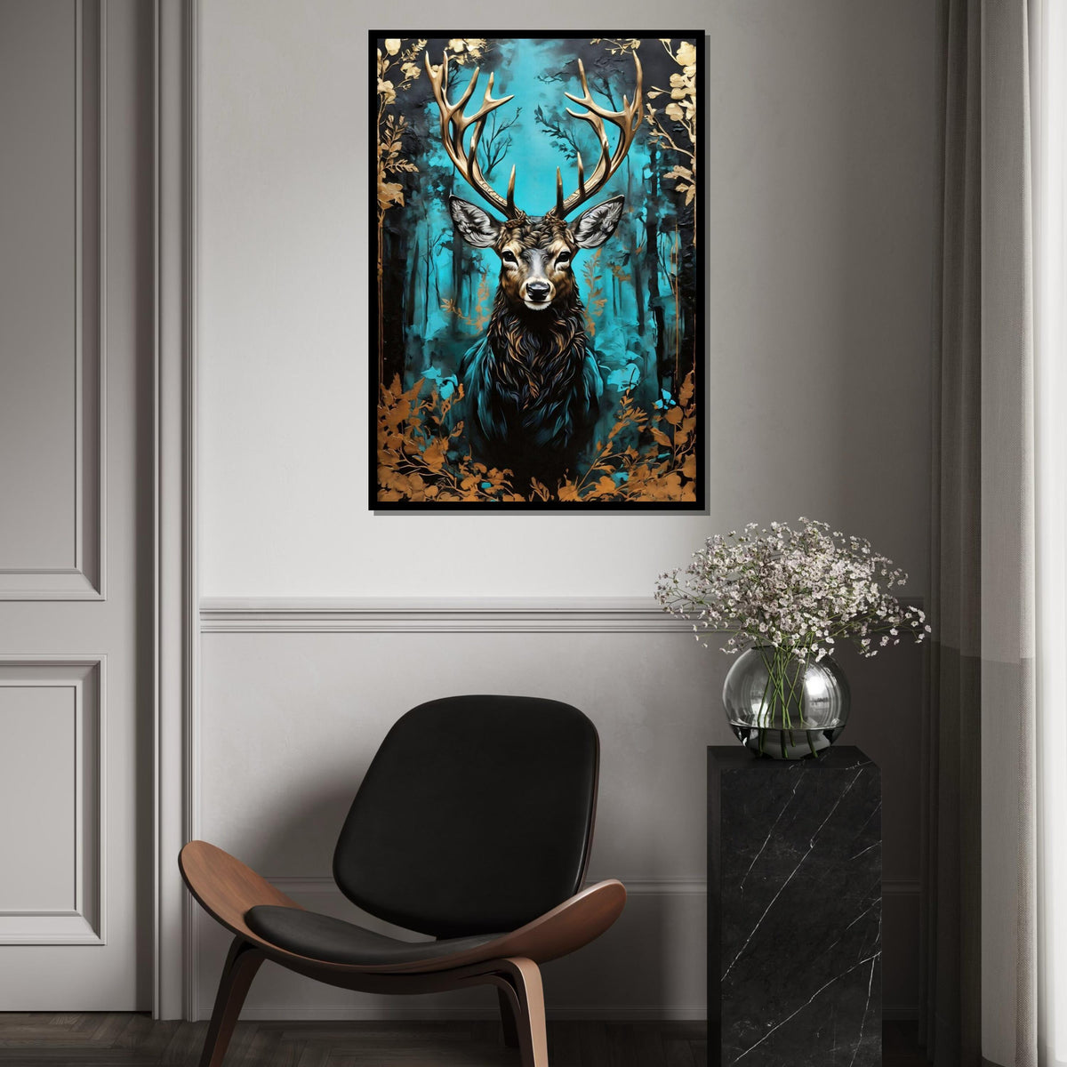 Majestic Stag Canvas, Deer in Forest Art, Wildlife Wall Art, Nature Poster, Wall Art Canvas Design, Ready To Hang Decoration