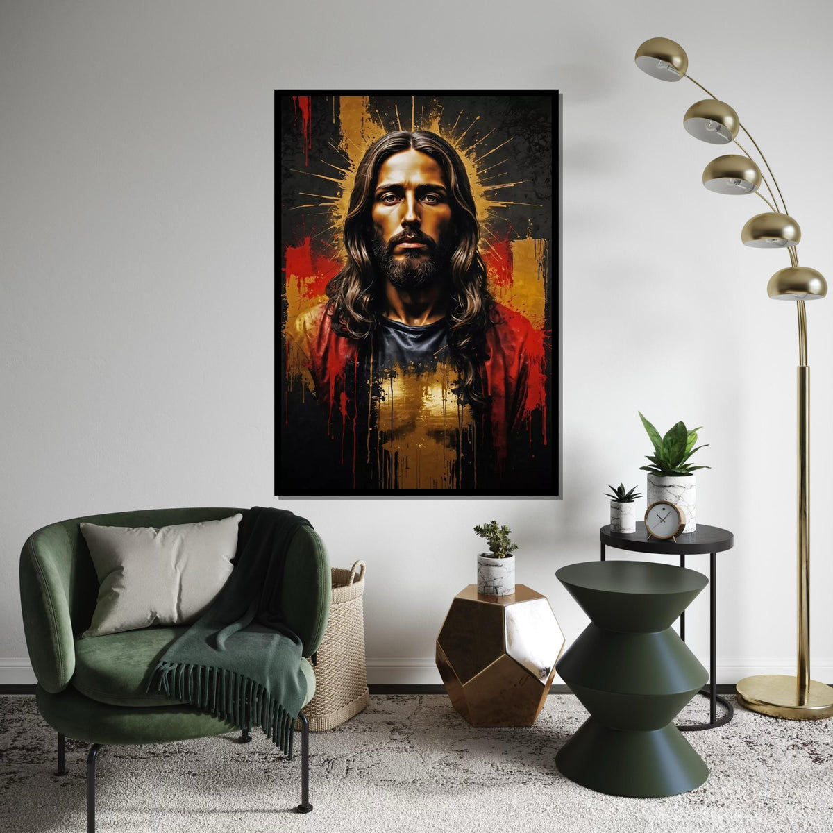 Portrait Halo Canvas, Spiritual Art Wall, Religious Icon Print, Wall Art Canvas Design, Ready to Hang Decoration, Divine Canvas
