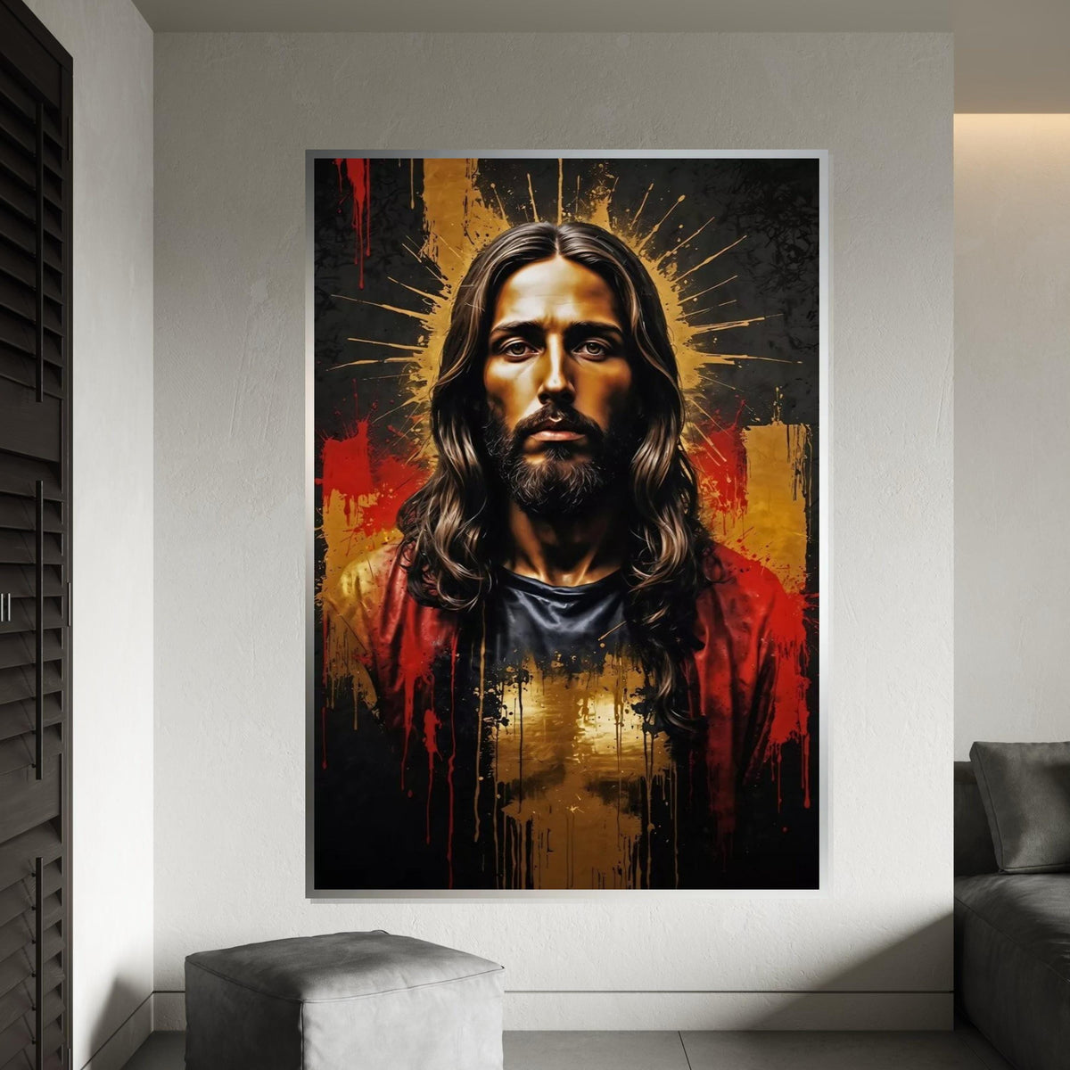 Portrait Halo Canvas, Spiritual Art Wall, Religious Icon Print, Wall Art Canvas Design, Ready to Hang Decoration, Divine Canvas