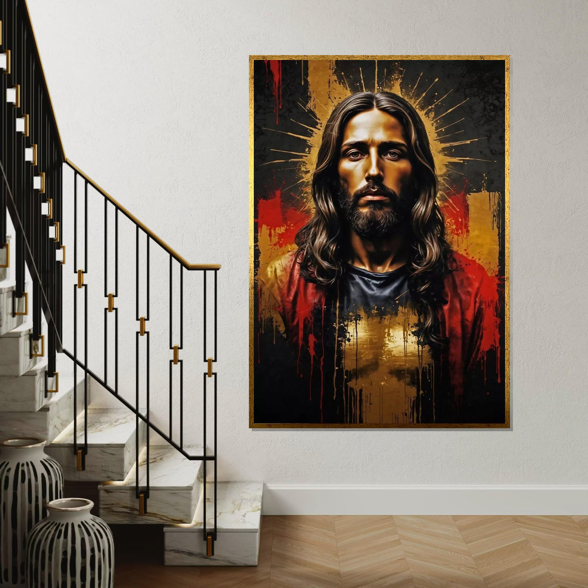 Portrait Halo Canvas, Spiritual Art Wall, Religious Icon Print, Wall Art Canvas Design, Ready to Hang Decoration, Divine Canvas