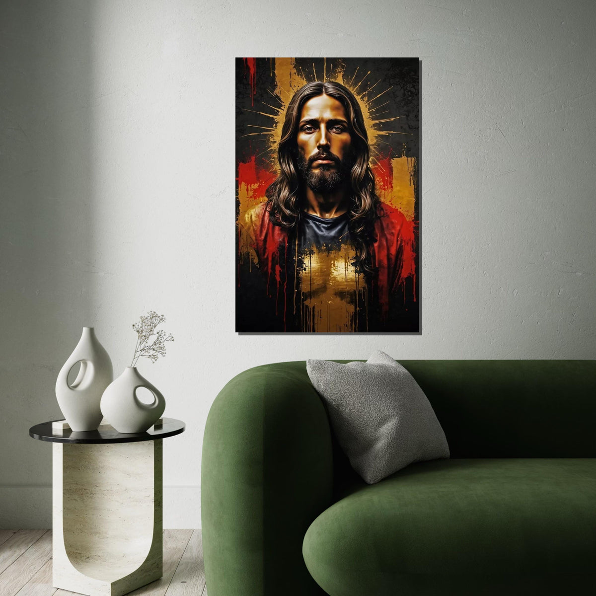 Portrait Halo Canvas, Spiritual Art Wall, Religious Icon Print, Wall Art Canvas Design, Ready to Hang Decoration, Divine Canvas