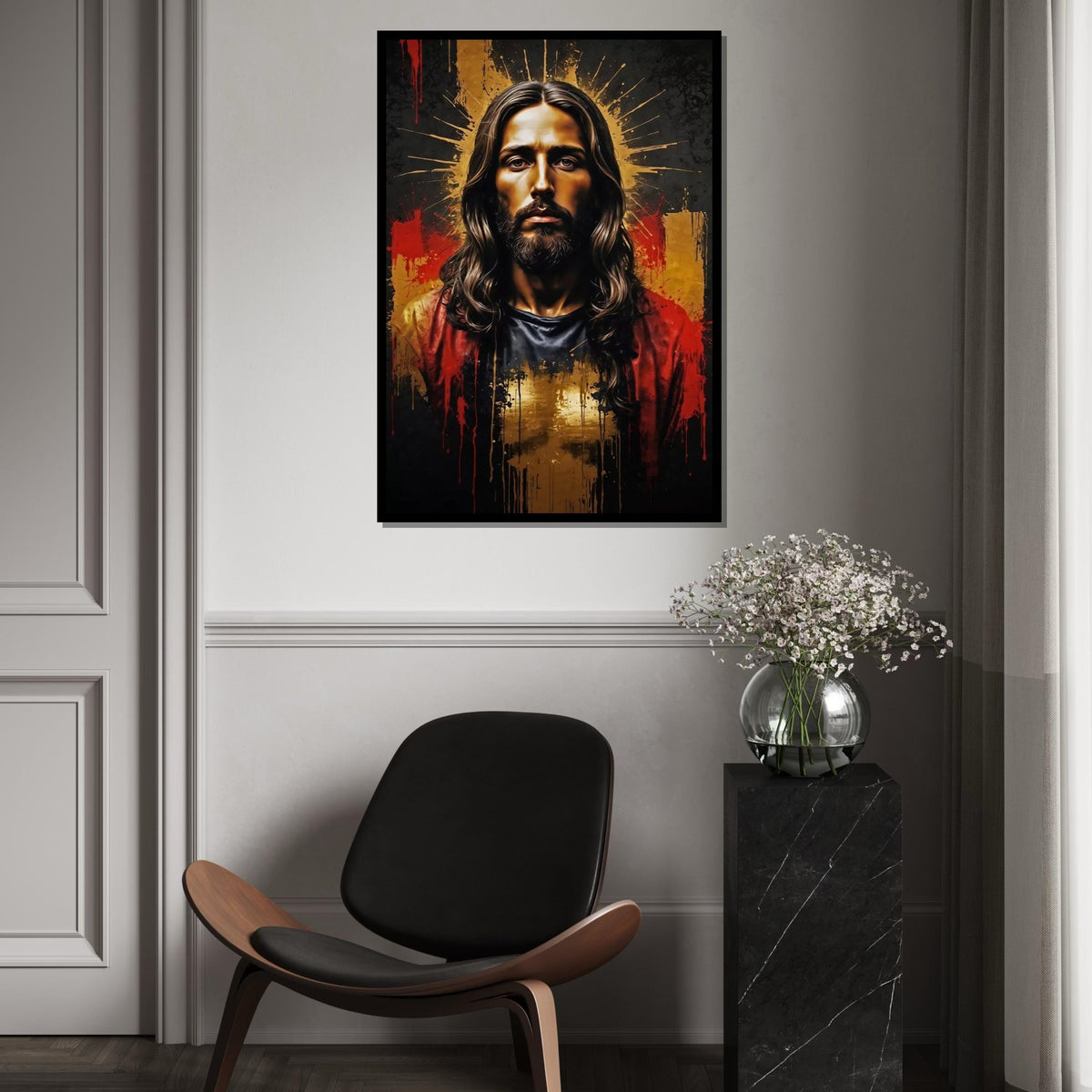 Portrait Halo Canvas, Spiritual Art Wall, Religious Icon Print, Wall Art Canvas Design, Ready to Hang Decoration, Divine Canvas