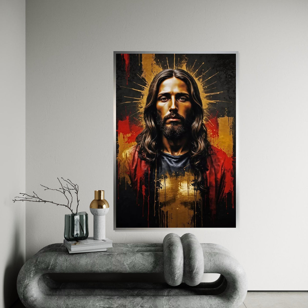 Portrait Halo Canvas, Spiritual Art Wall, Religious Icon Print, Wall Art Canvas Design, Ready to Hang Decoration, Divine Canvas