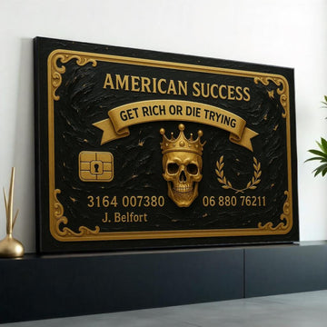 American Success Skull, Gold Skull Canvas Art, Luxury Wall Canvas, Get Rich Or Die Trying, Wall Art Canvas Design, Ready To Hang Decor
