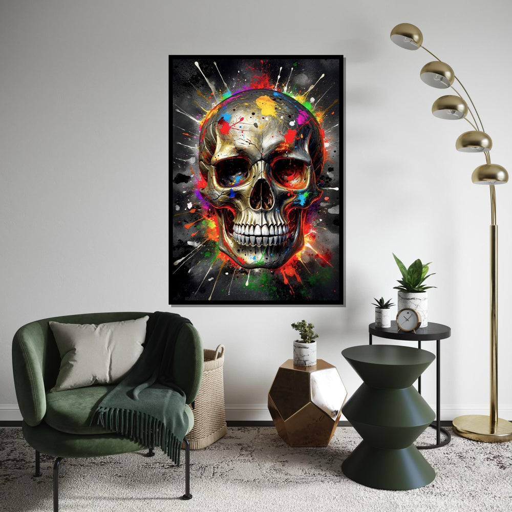 Vibrant Skull Canvas Art, Colorful Skull Wall Decoration, Multicolor Abstract Skull Print, Wall Art Canvas Design, Ready to Hang