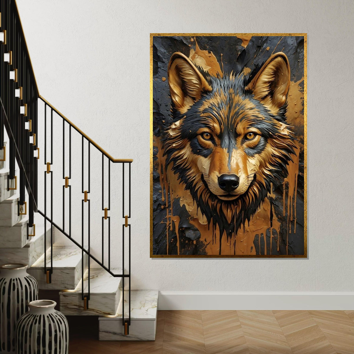 Majestic Wolf Canvas, Animal Wall Art, Wild Wolf Art Print, Wall Art Canvas Design, Ready To Hang Decoration, Wolf in Nature