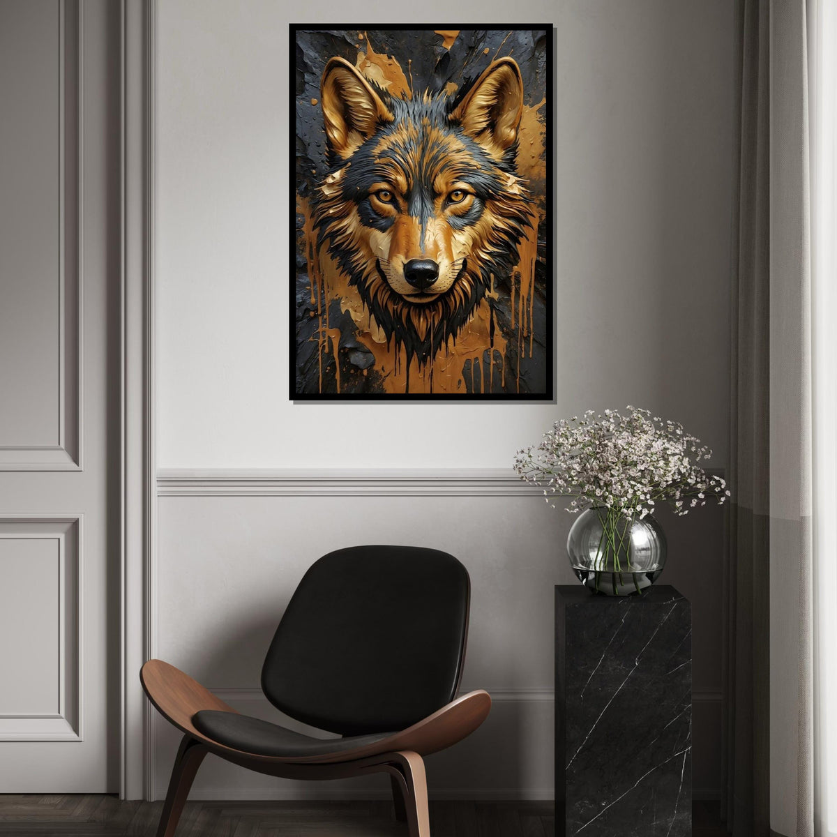 Majestic Wolf Canvas, Animal Wall Art, Wild Wolf Art Print, Wall Art Canvas Design, Ready To Hang Decoration, Wolf in Nature
