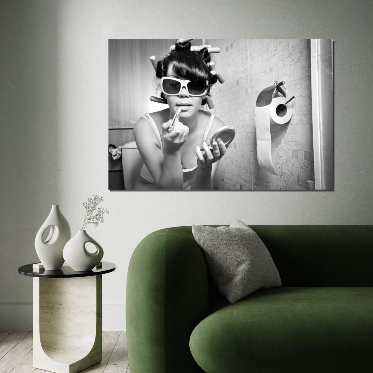 Retro Glamour Poster, Black and White Canvas, Vintage Makeup Art, Wall Art Canvas Design, Ready to Hang Decoration
