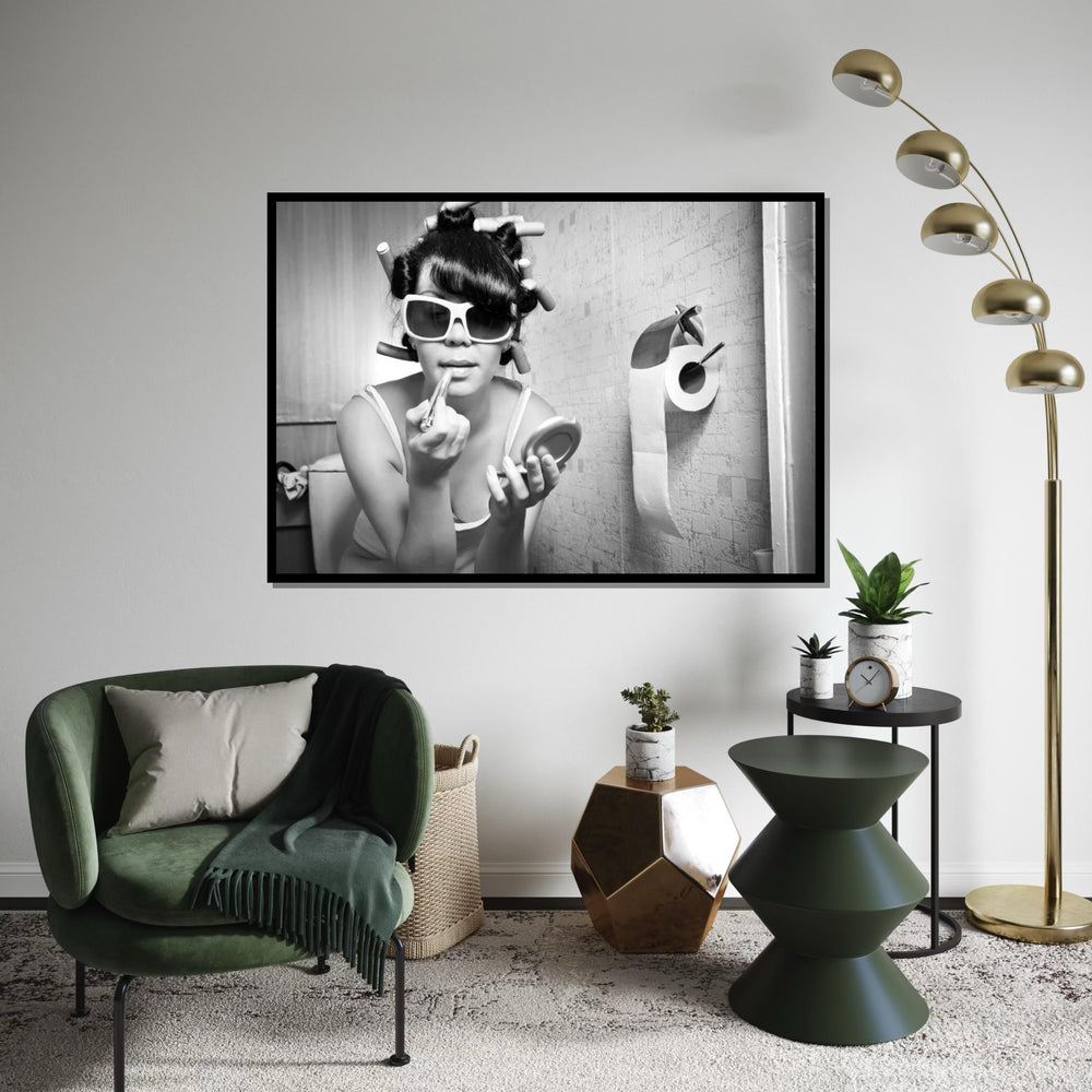 Retro Glamour Poster, Black and White Canvas, Vintage Makeup Art, Wall Art Canvas Design, Ready to Hang Decoration