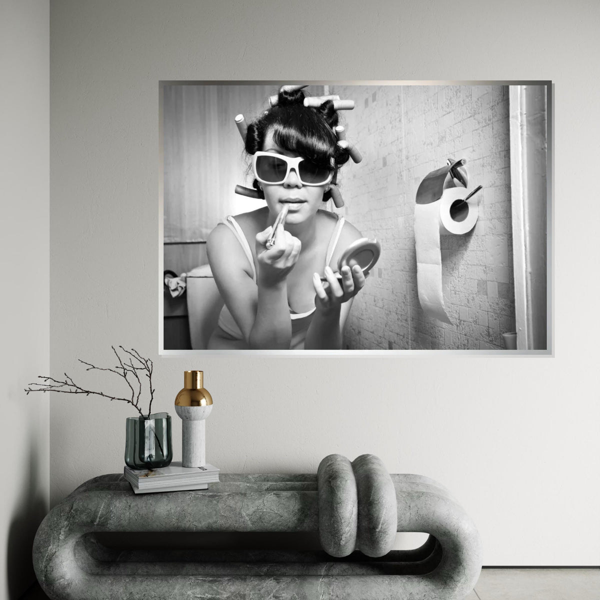 Retro Glamour Poster, Black and White Canvas, Vintage Makeup Art, Wall Art Canvas Design, Ready to Hang Decoration