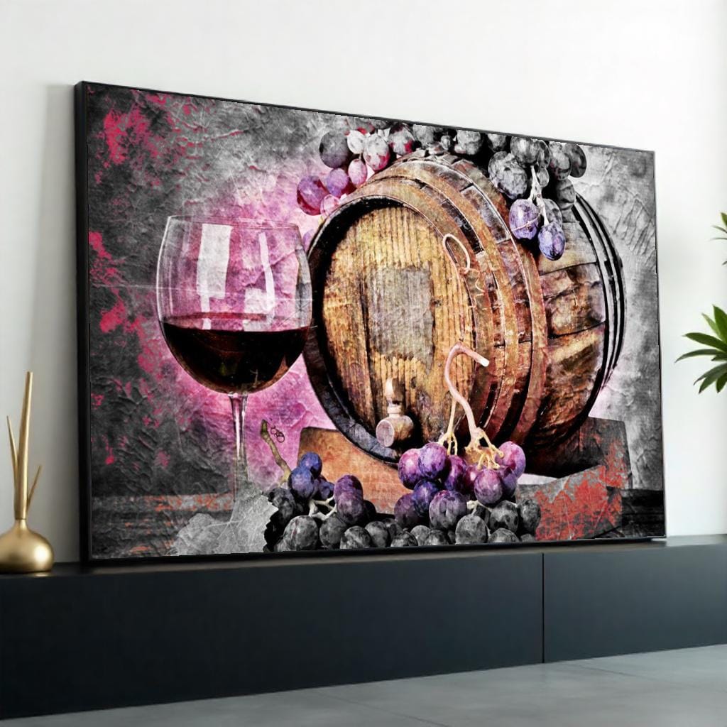 Wine Barrel and Grapes Canvas, Wine Art, Grape Décor, Rustic Wine Barrel Canvas, Wall Art Canvas Design, Ready to Hang Decoration