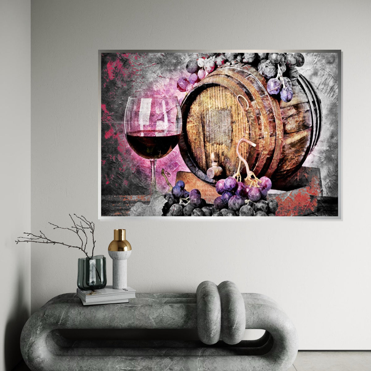 Wine Barrel and Grapes Canvas, Wine Art, Grape Décor, Rustic Wine Barrel Canvas, Wall Art Canvas Design, Ready to Hang Decoration