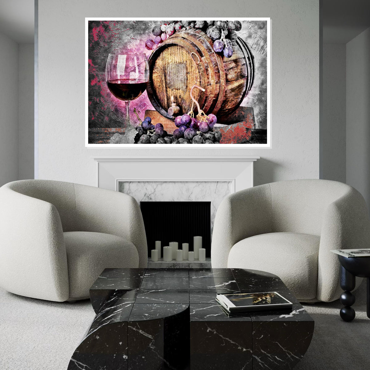 Wine Barrel and Grapes Canvas, Wine Art, Grape Décor, Rustic Wine Barrel Canvas, Wall Art Canvas Design, Ready to Hang Decoration