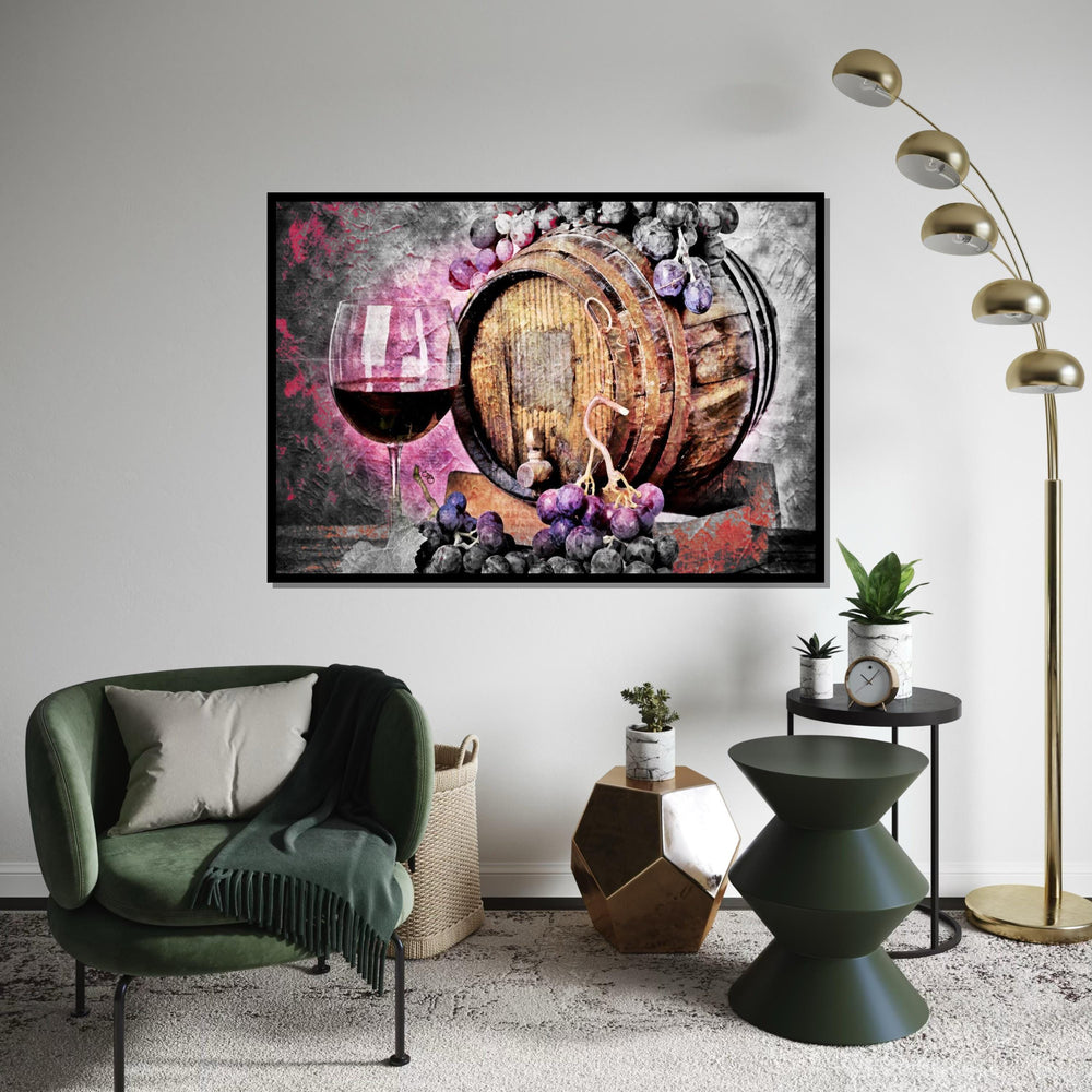 Wine Barrel and Grapes Canvas, Wine Art, Grape Décor, Rustic Wine Barrel Canvas, Wall Art Canvas Design, Ready to Hang Decoration