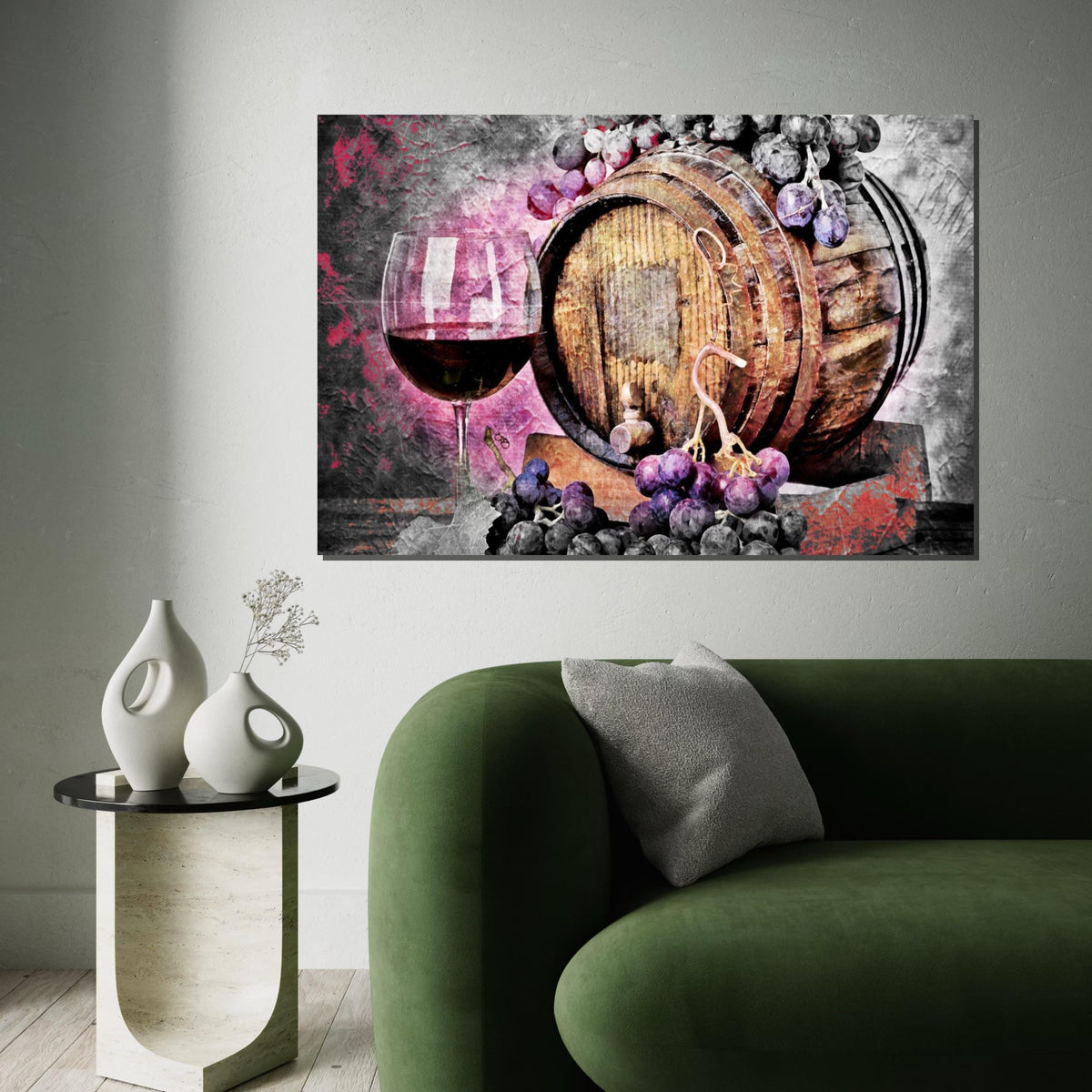 Wine Barrel and Grapes Canvas, Wine Art, Grape Décor, Rustic Wine Barrel Canvas, Wall Art Canvas Design, Ready to Hang Decoration