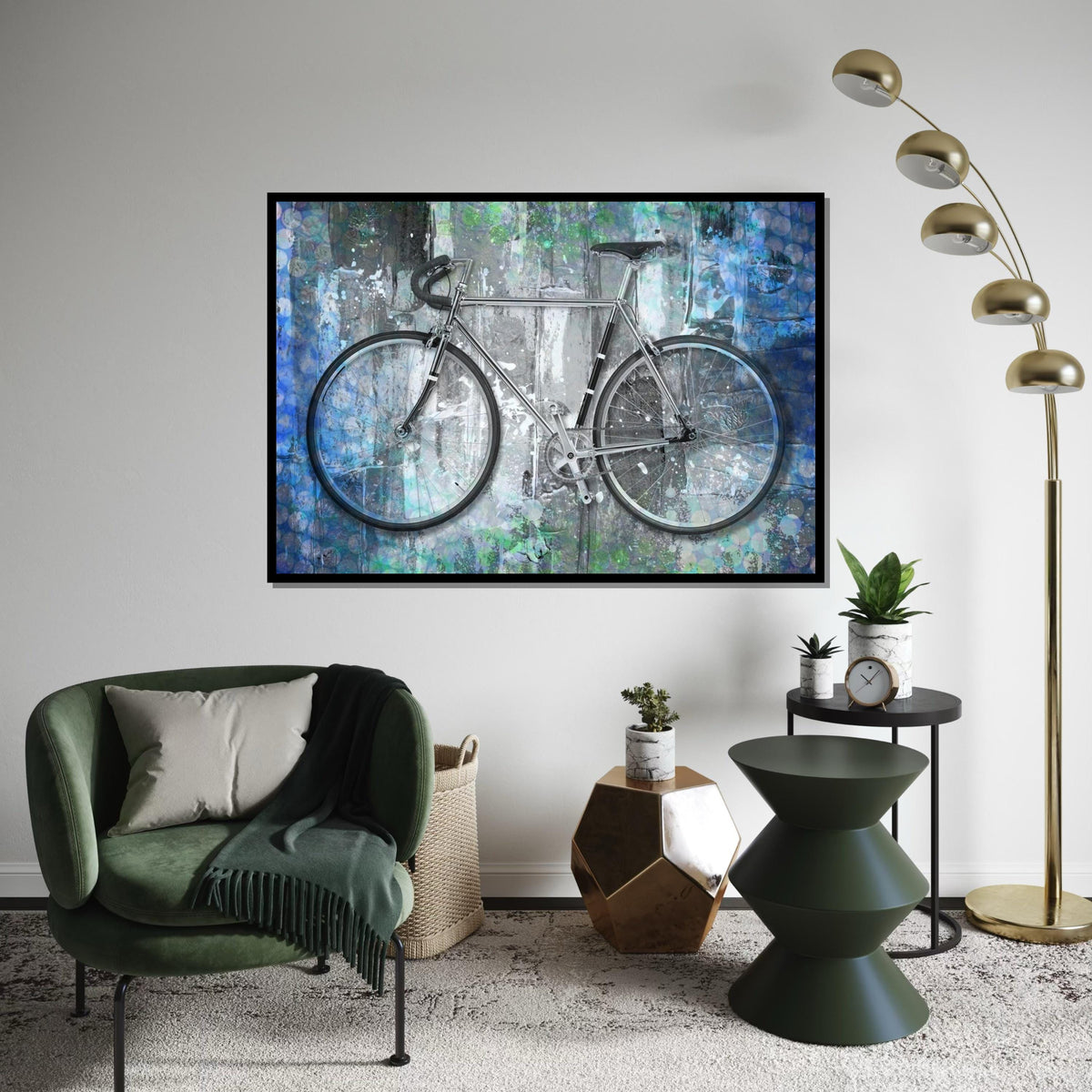 Bicycle Canvas Art, Modern Bike Wall Print, Urban Art Poster, Wall Art Canvas Design, Ready To Hang Decoration, Abstract Cycle Artwork