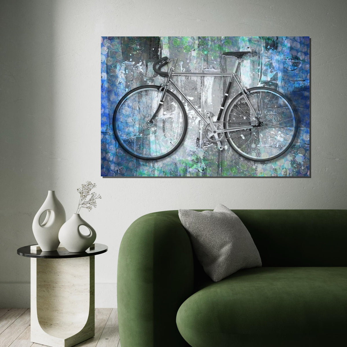 Bicycle Canvas Art, Modern Bike Wall Print, Urban Art Poster, Wall Art Canvas Design, Ready To Hang Decoration, Abstract Cycle Artwork