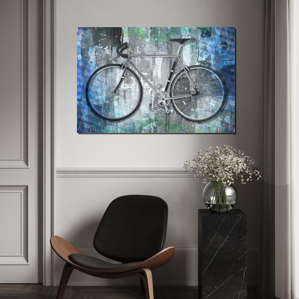 Bicycle Canvas Art, Modern Bike Wall Print, Urban Art Poster, Wall Art Canvas Design, Ready To Hang Decoration, Abstract Cycle Artwork