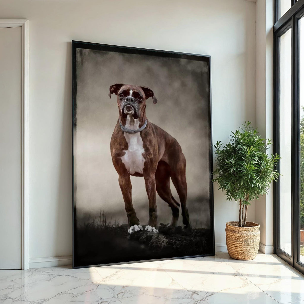 Boxer Dog Canvas, Noble Boxer Wall Art, Animal Wall Print, Dog Portrait Canvas, Wall Art Canvas Design, Ready To Hang Decoration