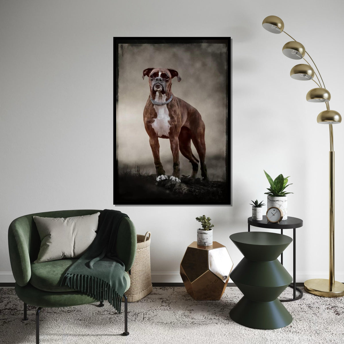 Boxer Dog Canvas, Noble Boxer Wall Art, Animal Wall Print, Dog Portrait Canvas, Wall Art Canvas Design, Ready To Hang Decoration