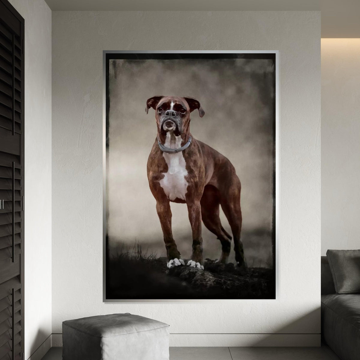 Boxer Dog Canvas, Noble Boxer Wall Art, Animal Wall Print, Dog Portrait Canvas, Wall Art Canvas Design, Ready To Hang Decoration