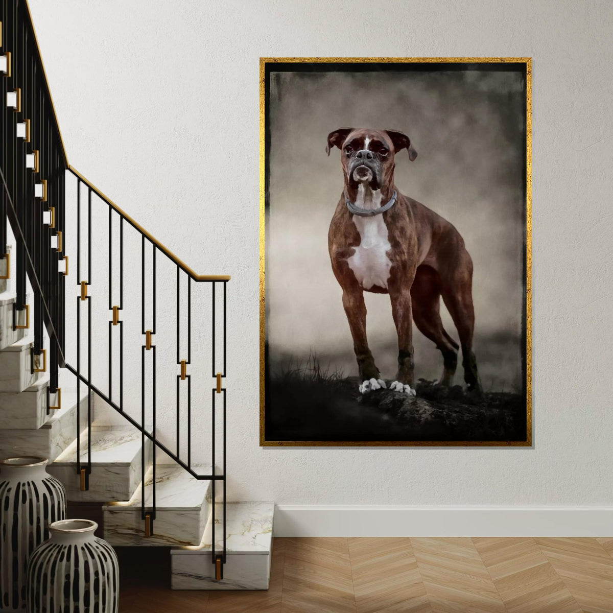 Boxer Dog Canvas, Noble Boxer Wall Art, Animal Wall Print, Dog Portrait Canvas, Wall Art Canvas Design, Ready To Hang Decoration