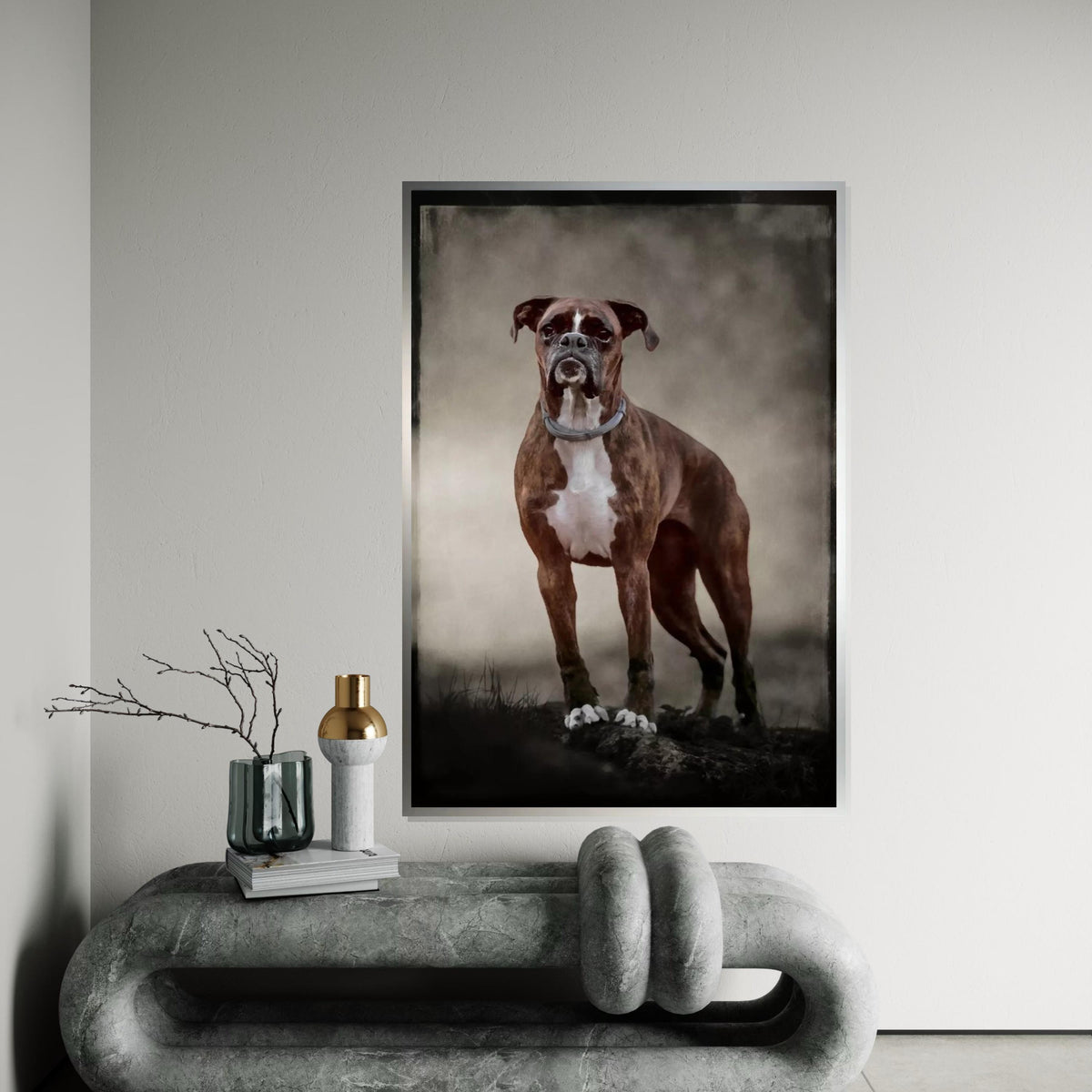 Boxer Dog Canvas, Noble Boxer Wall Art, Animal Wall Print, Dog Portrait Canvas, Wall Art Canvas Design, Ready To Hang Decoration