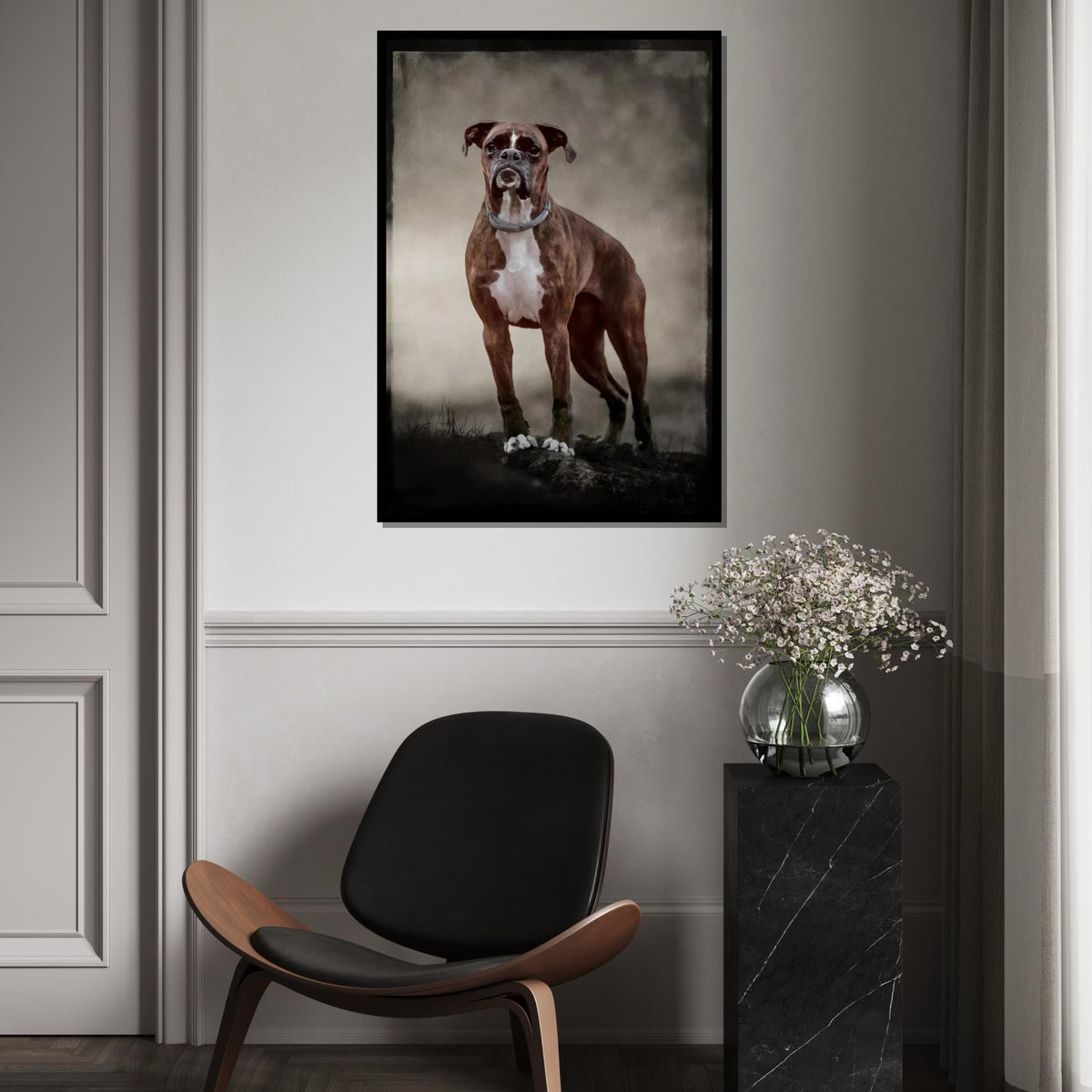 Boxer Dog Canvas, Noble Boxer Wall Art, Animal Wall Print, Dog Portrait Canvas, Wall Art Canvas Design, Ready To Hang Decoration