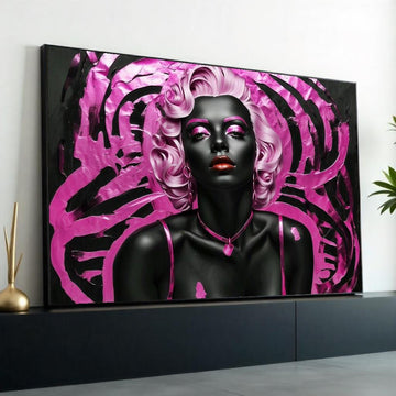 Pink Elegance Canvas, Glamorous Portrait Wall Art, Modern Pop Art, Black and Pink Canvas, Wall Art Canvas Design, Ready to Hang