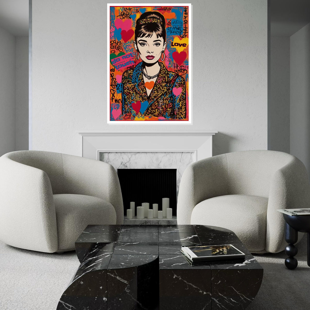 Audrey Hepburn Street Art Canvas, Colorful Pop Graffiti Wall Art, Do Not Touch Urban Portrait, Bold Fashion Canvas Print, Ready to Hang