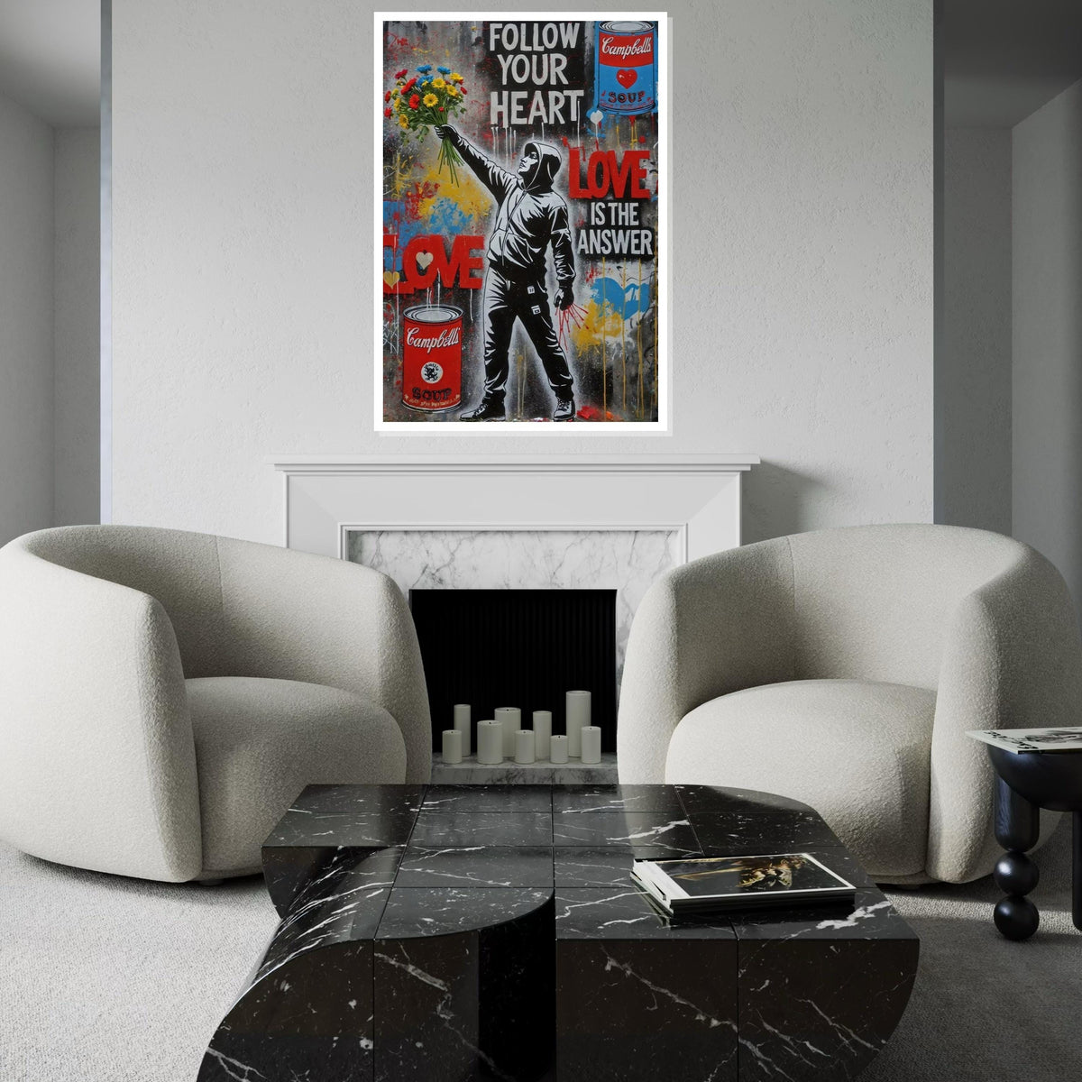 Street Art Canvas, Flower Thrower, Graffiti Wall Art, Inspirational Canvas Design, Urban Art, Ready to Hang Decoration