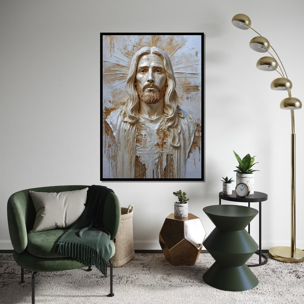 Divine Savior Canvas Art, Sacred Wall Portrait, Jesus Christ Canvas, Religious Wall Art, Monochrome Canvas Design, Ready To Hang Decor