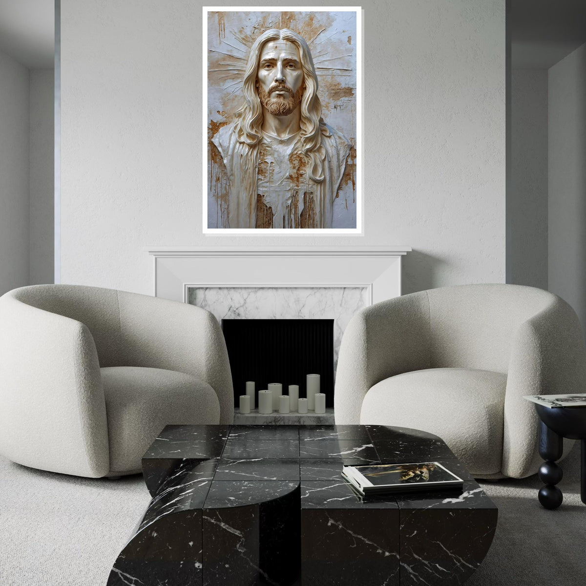 Divine Savior Canvas Art, Sacred Wall Portrait, Jesus Christ Canvas, Religious Wall Art, Monochrome Canvas Design, Ready To Hang Decor