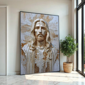 Divine Savior Canvas Art, Sacred Wall Portrait, Jesus Christ Canvas, Religious Wall Art, Monochrome Canvas Design, Ready To Hang Decor