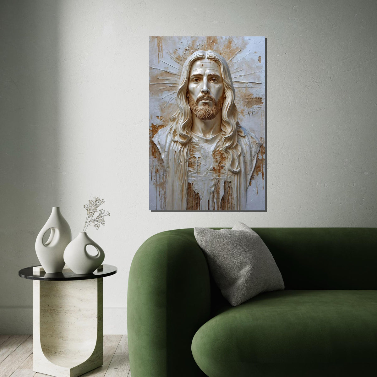 Divine Savior Canvas Art, Sacred Wall Portrait, Jesus Christ Canvas, Religious Wall Art, Monochrome Canvas Design, Ready To Hang Decor