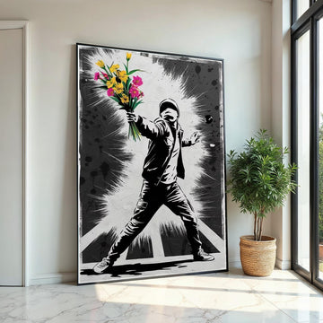 Flower Thrower Canvas Art, Urban Street Art, Graffiti Style Wall Print, Modern Art Canvas, Wall Art Canvas Design, Ready To Hang Decor