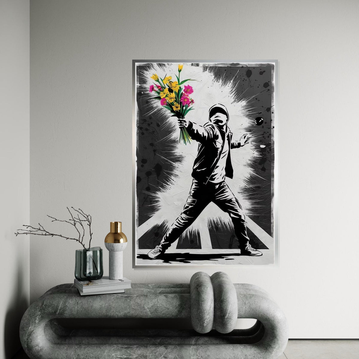 Flower Thrower Canvas Art, Urban Street Art, Graffiti Style Wall Print, Modern Art Canvas, Wall Art Canvas Design, Ready To Hang Decor