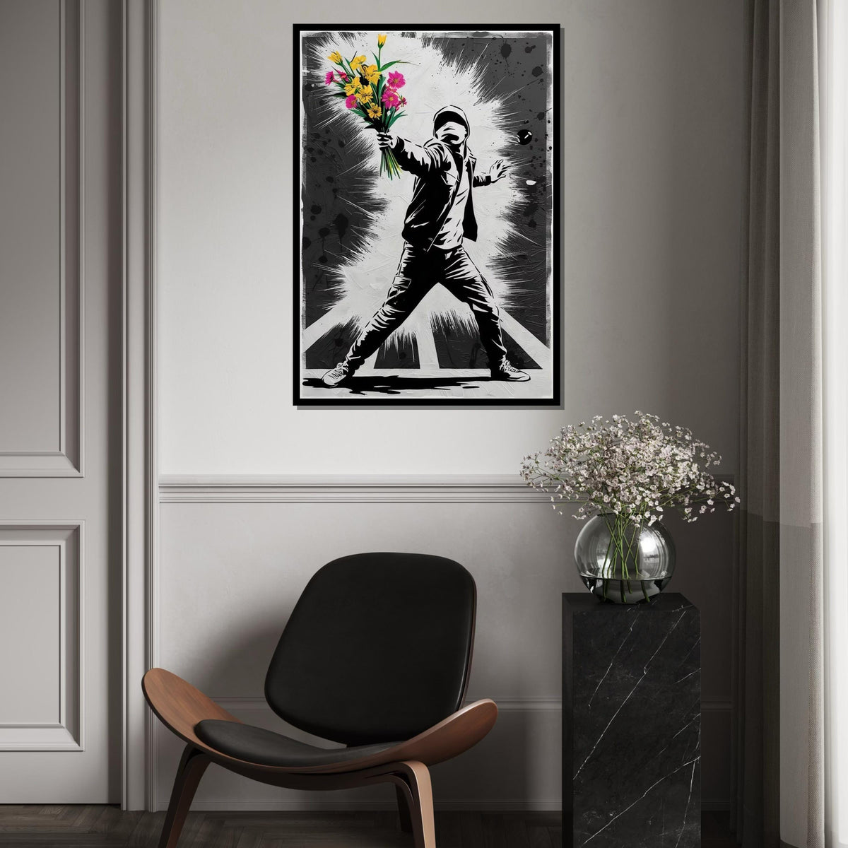 Flower Thrower Canvas Art, Urban Street Art, Graffiti Style Wall Print, Modern Art Canvas, Wall Art Canvas Design, Ready To Hang Decor