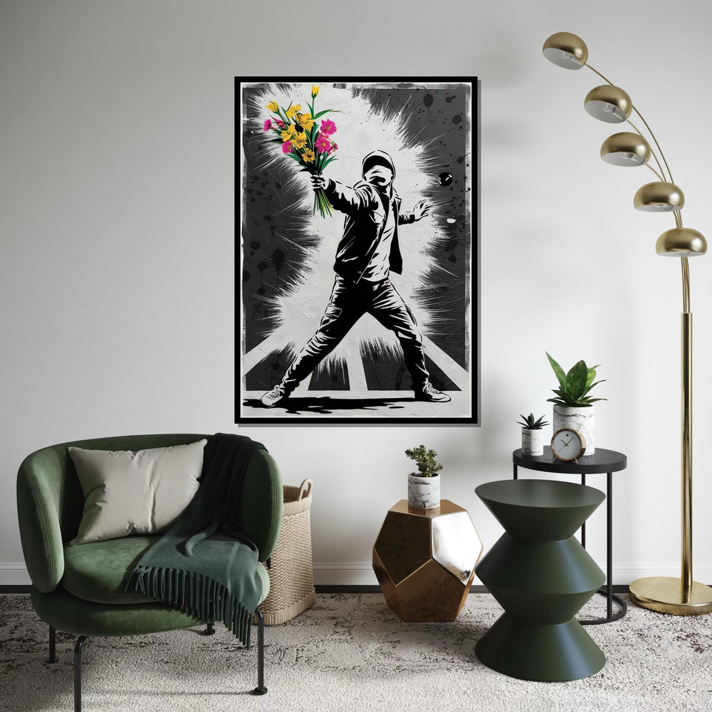 Flower Thrower Canvas Art, Urban Street Art, Graffiti Style Wall Print, Modern Art Canvas, Wall Art Canvas Design, Ready To Hang Decor