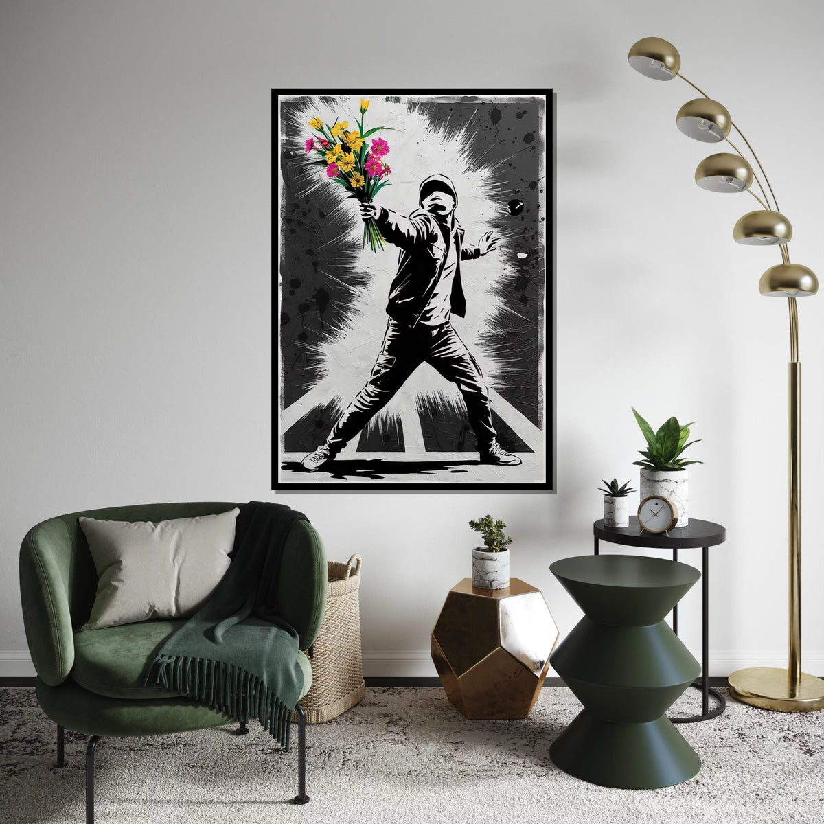 Flower Thrower Canvas Art, Urban Street Art, Graffiti Style Wall Print, Modern Art Canvas, Wall Art Canvas Design, Ready To Hang Decor