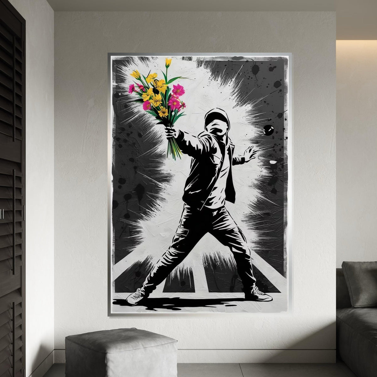 Flower Thrower Canvas Art, Urban Street Art, Graffiti Style Wall Print, Modern Art Canvas, Wall Art Canvas Design, Ready To Hang Decor