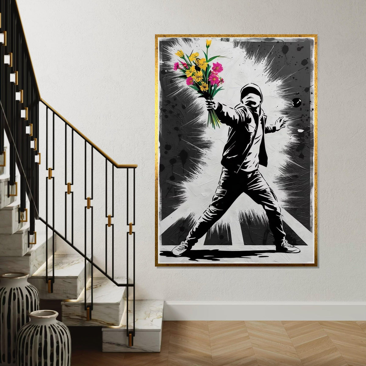 Flower Thrower Canvas Art, Urban Street Art, Graffiti Style Wall Print, Modern Art Canvas, Wall Art Canvas Design, Ready To Hang Decor