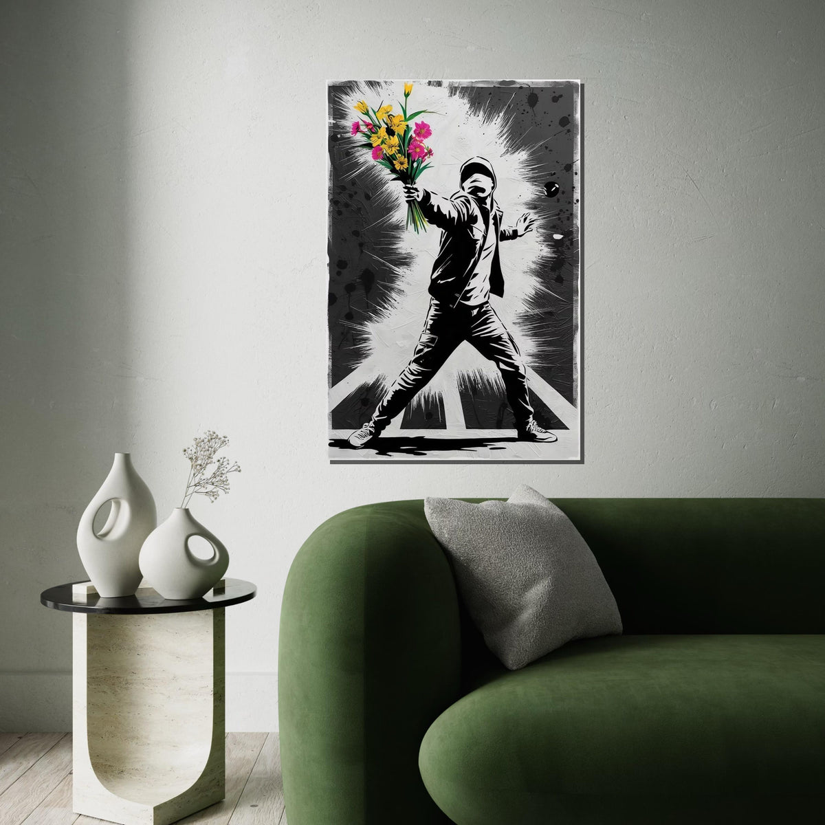 Flower Thrower Canvas Art, Urban Street Art, Graffiti Style Wall Print, Modern Art Canvas, Wall Art Canvas Design, Ready To Hang Decor