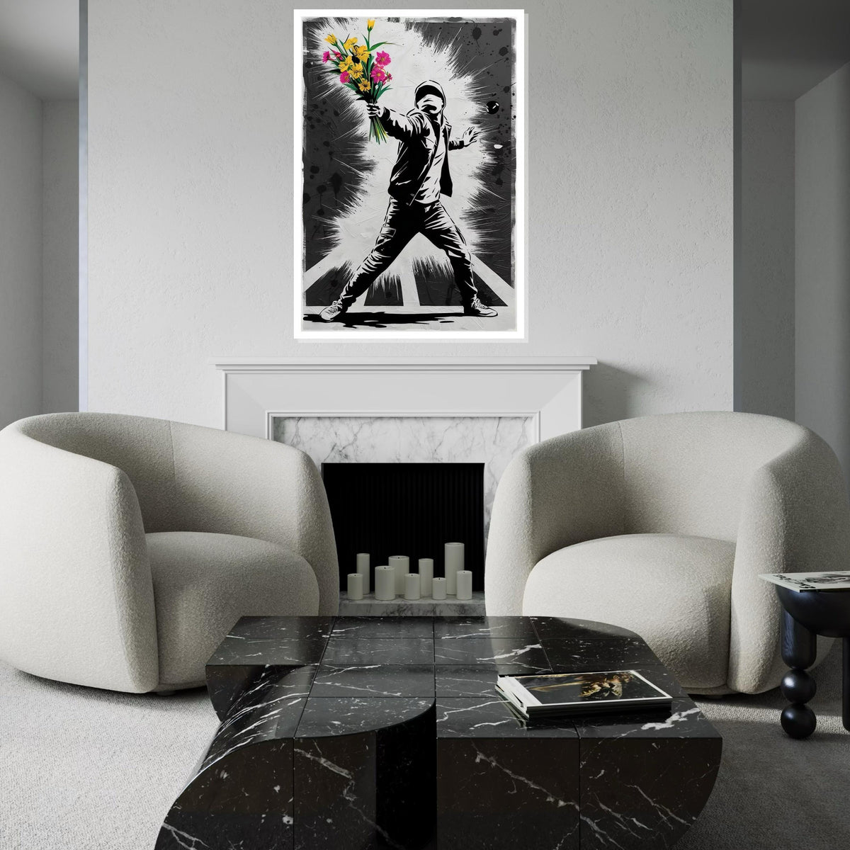 Flower Thrower Canvas Art, Urban Street Art, Graffiti Style Wall Print, Modern Art Canvas, Wall Art Canvas Design, Ready To Hang Decor