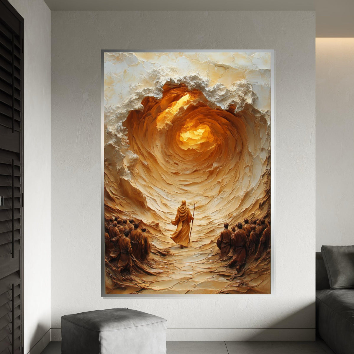 Prophet in Desert Canvas, Spiritual Journey Art, Mystical Spiral Painting, Wall Art Canvas Design, Ready to Hang Decoration