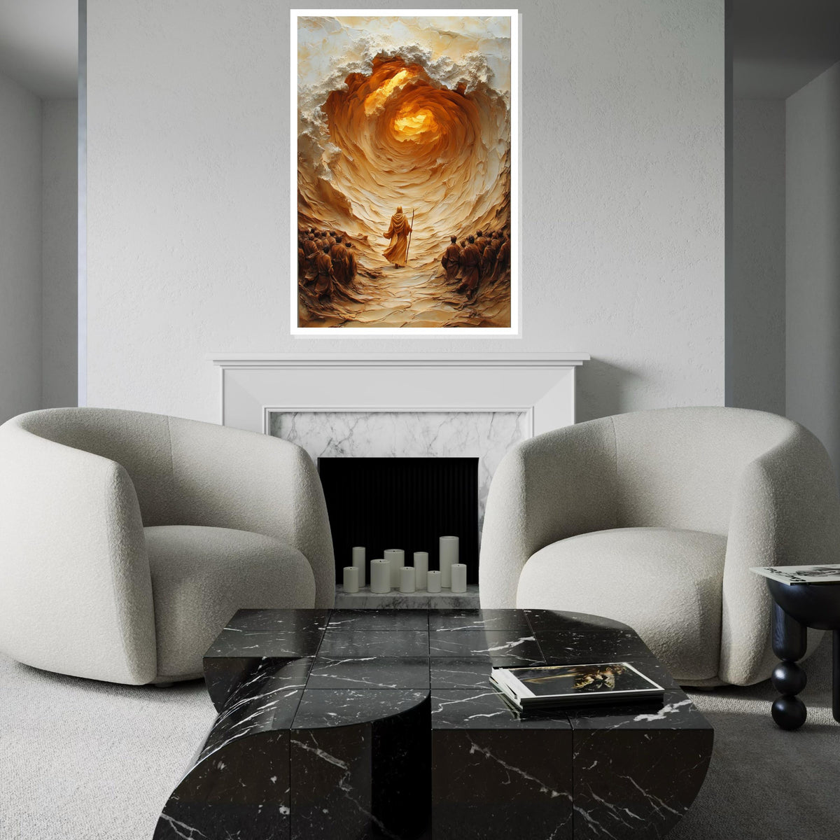 Prophet in Desert Canvas, Spiritual Journey Art, Mystical Spiral Painting, Wall Art Canvas Design, Ready to Hang Decoration