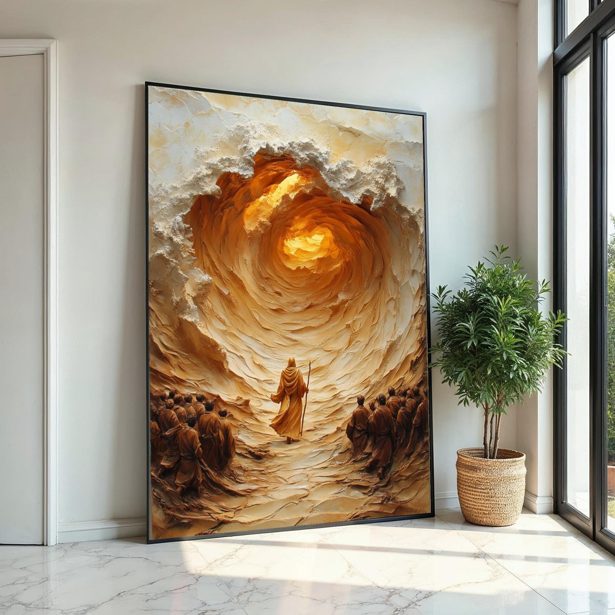 Prophet in Desert Canvas, Spiritual Journey Art, Mystical Spiral Painting, Wall Art Canvas Design, Ready to Hang Decoration