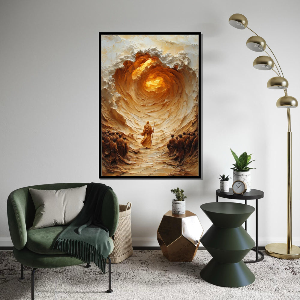 Prophet in Desert Canvas, Spiritual Journey Art, Mystical Spiral Painting, Wall Art Canvas Design, Ready to Hang Decoration