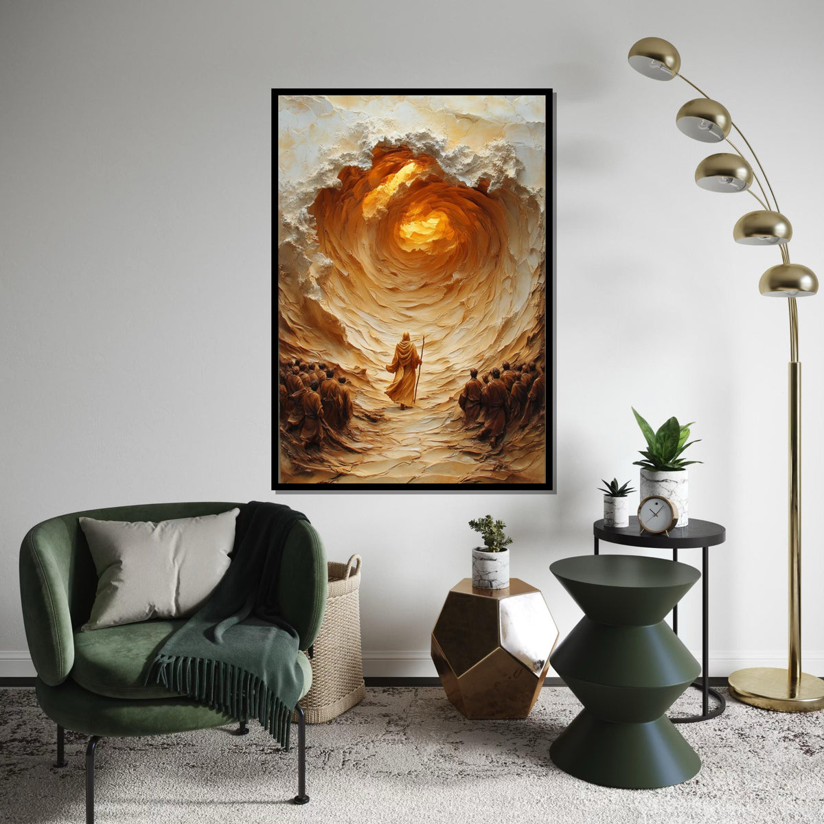 Prophet in Desert Canvas, Spiritual Journey Art, Mystical Spiral Painting, Wall Art Canvas Design, Ready to Hang Decoration